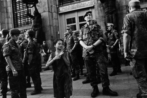German EUFOR soldiers in front of the Central Bank of Bosnia-Herzegovina.