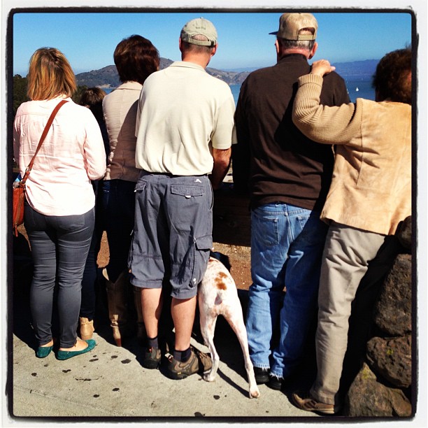 Tourists view Golden Gate Bridge